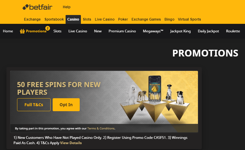 Betfair Casino No deposit bonus